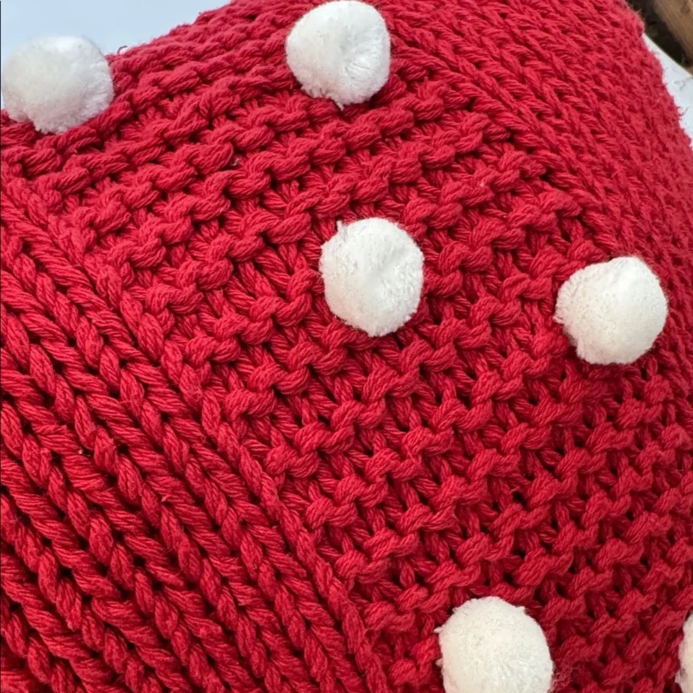 Opalhouse Designed with Jungalow Holiday Red Knit Throw Pillow w/ White Pom Poms